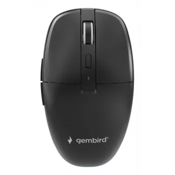 Gembird MUSW2-6B-01 dviejų režimų belaidė pelė, 2.4 GHz + Bluetooth 5.0, 1600 DPI, 6 mygtukai, juoda