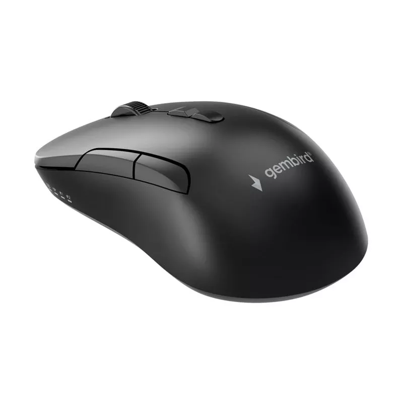 Gembird MUSW2-7B-01 dviejų režimų belaidė pelė (2.4G + Bluetooth), 1600 DPI, 7 mygtukų, juoda