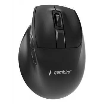 Gembird MUSW3-9B-01 trijų režimų belaidė ergonominė pelė (2.4 GHz + Bluetooth + USB-C), 2400 DPI, 9 mygtukai, juoda