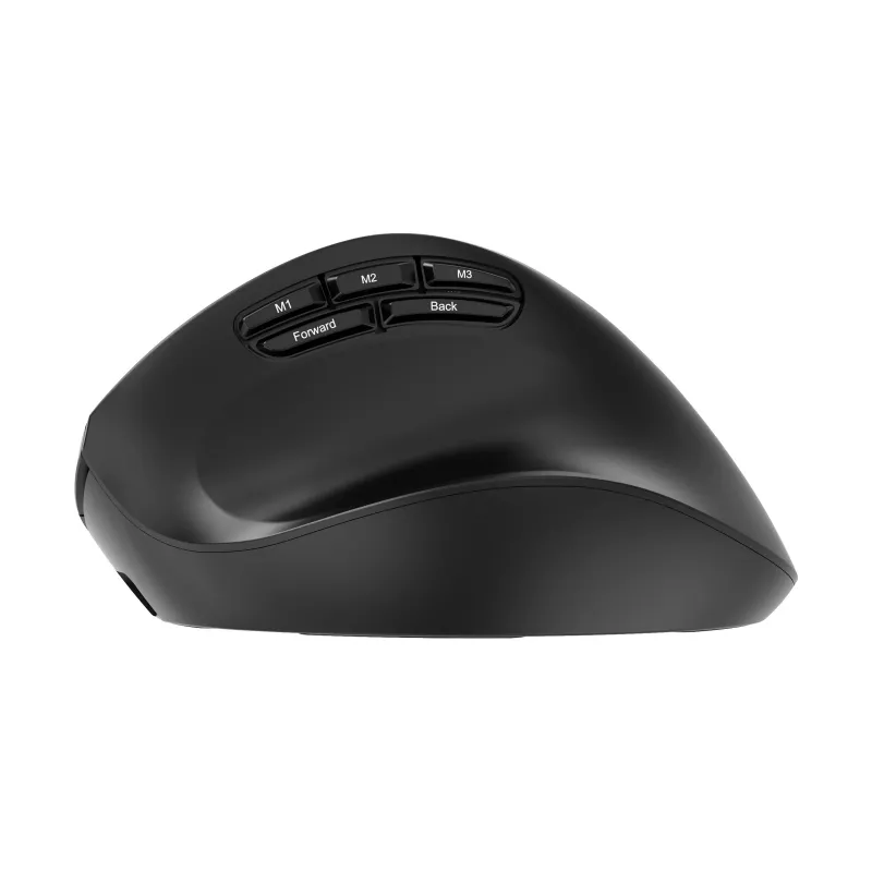 Gembird MUSW3-9B-01 trijų režimų belaidė ergonominė pelė (2.4 GHz + Bluetooth + USB-C), 2400 DPI, 9 mygtukai, juoda