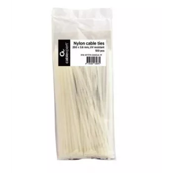GEMBIRD NYTFR-250X3.6-W Nylon Cable Ties, 100-Pack, White, 250mm x 3.6mm