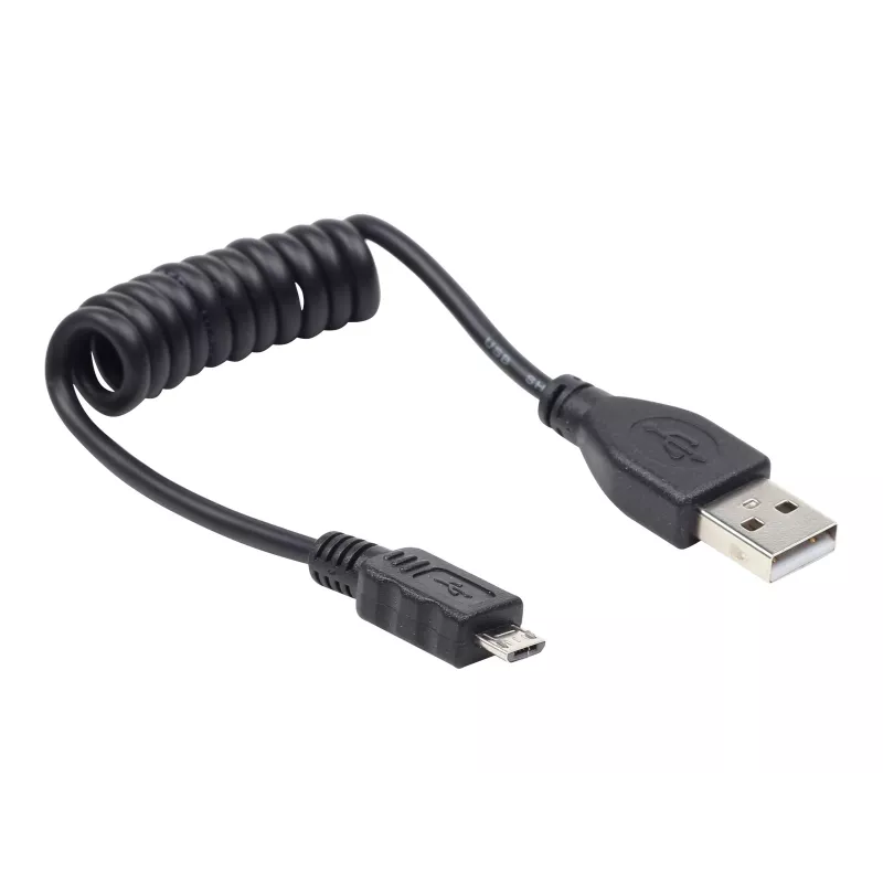 Gembird USB 2.0 laidas USB-A į Micro-USB-B 0,6m juodas spiralinis