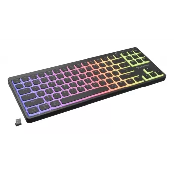 GENESIS Thor 430 TKL belaidė mechaninė žaidimų klaviatūra, Outemu Red jungikliai, RGB foninis apšvietimas, trigubas režimas (USB-C/2.4GHz/Bluetooth), JAV anglų QWERTY, juoda
