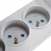 GETFORT 5P-3M-G-USB 5 lizdų apsauginis prailgintuvas su 2 USB prievadais, 3 m kabeliu, pilkas