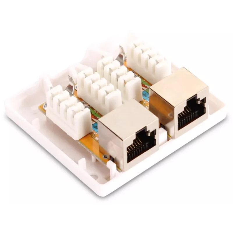 GETFORT GF-2G5EFTP Ekranuotas paviršinis RJ45 lizdas, 2 prievadai, Cat.5e, baltas