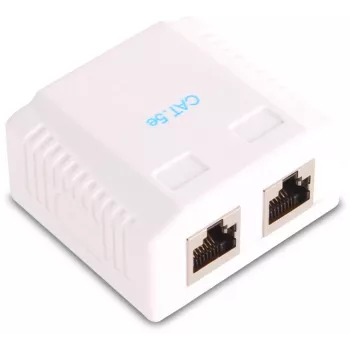GETFORT GF-2G5EFTP Ekranuotas paviršinis RJ45 lizdas, 2 prievadai, Cat.5e, baltas