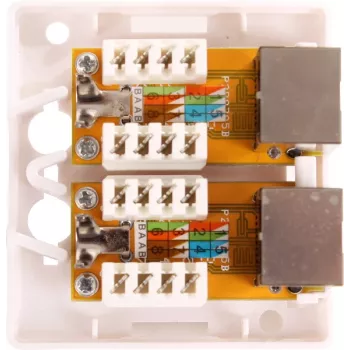 GETFORT GF-2G6FTP ekranuotas paviršinio montavimo tinklo lizdas, 2x RJ45, Cat6 FTP, baltas