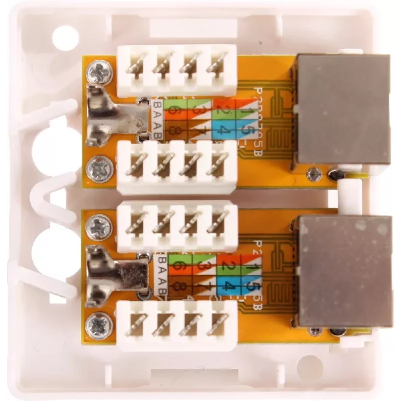 GETFORT GF-2G6FTP ekranuotas paviršinio montavimo tinklo lizdas, 2x RJ45, Cat6 FTP, baltas