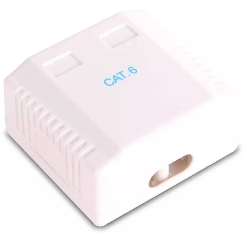 GETFORT GF-2G6FTP ekranuotas paviršinio montavimo tinklo lizdas, 2x RJ45, Cat6 FTP, baltas