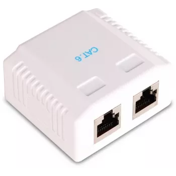 GETFORT GF-2G6FTP ekranuotas paviršinio montavimo tinklo lizdas, 2x RJ45, Cat6 FTP, baltas