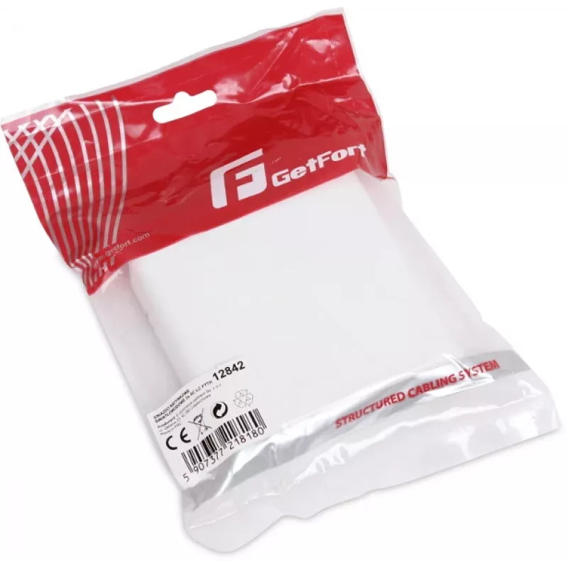 GETFORT GF-FO2P FTTH šviesolaidžio abonento lizdas su SC/APC ir LC/APC adapteriais, 2 prievadų sieninė dėžutė, vienmodis, balta