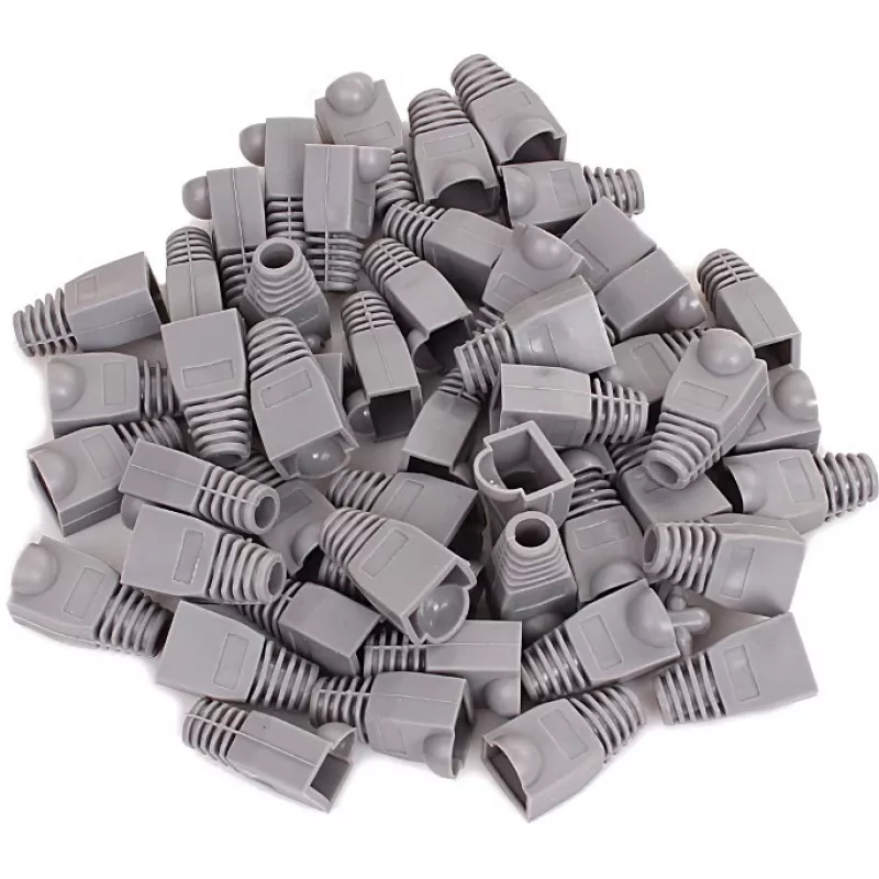 GETFORT GF-OS-RJ45-50 pilki RJ45 jungčių gaubteliai, 50 vnt., įtempimo mažinimas Ethernet kabeliams