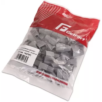 GETFORT GF-OS-RJ45-50 pilki RJ45 jungčių gaubteliai, 50 vnt., įtempimo mažinimas Ethernet kabeliams