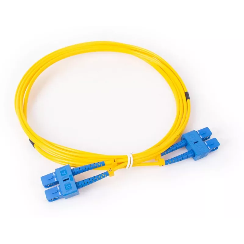 GETFORT GF-SUSUD2 Vienmodis dvipusis šviesolaidinis trumpiklis SC/UPC į SC/UPC, 2 m, geltonas