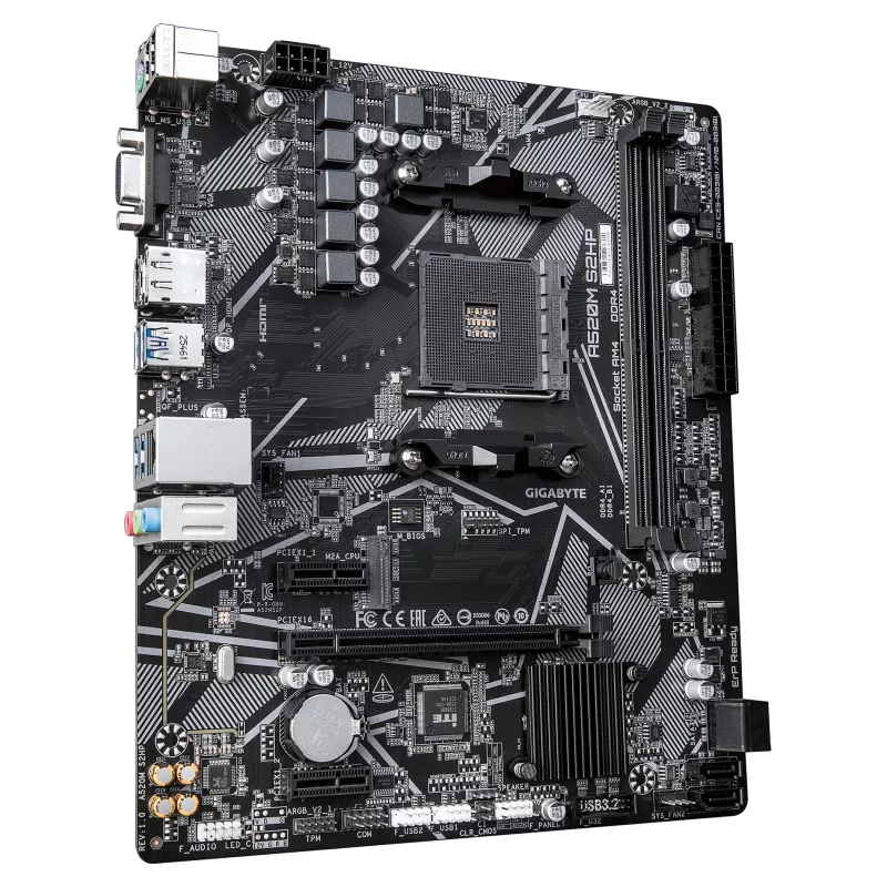 GIGABYTE A520M S2HP AM4 Micro-ATX motininė plokštė, DDR4, HDMI, D-Sub, DisplayPort, M.2, Gigabit LAN