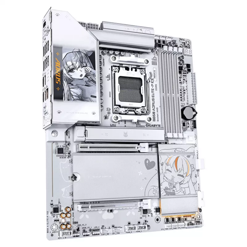 GIGABYTE B850 AORUS ELITE-P ICE AM5 ATX motininė plokštė, 4xDDR5, PCIe 5.0, 2.5GbE, Wi-Fi 6E, balta