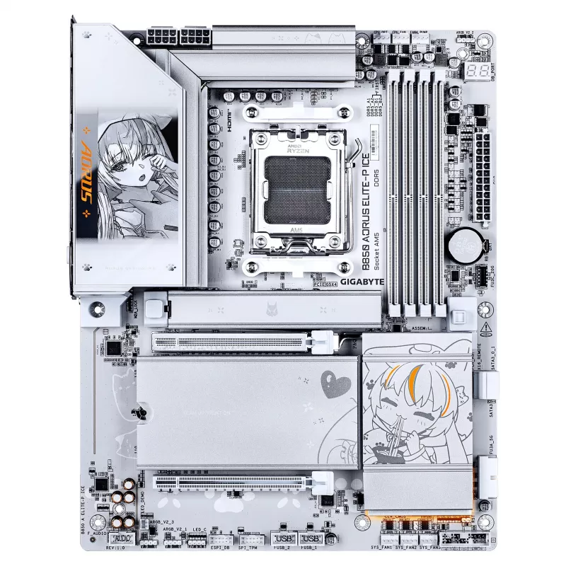 GIGABYTE B850 AORUS ELITE-P ICE AM5 ATX motininė plokštė, 4xDDR5, PCIe 5.0, 2.5GbE, Wi-Fi 6E, balta