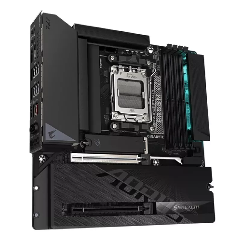 GIGABYTE B850M AORUS STEALTH AM5 Micro-ATX pagrindinė plokštė, DDR5, 2.5GbE, Wi-Fi 6E, 3x M.2