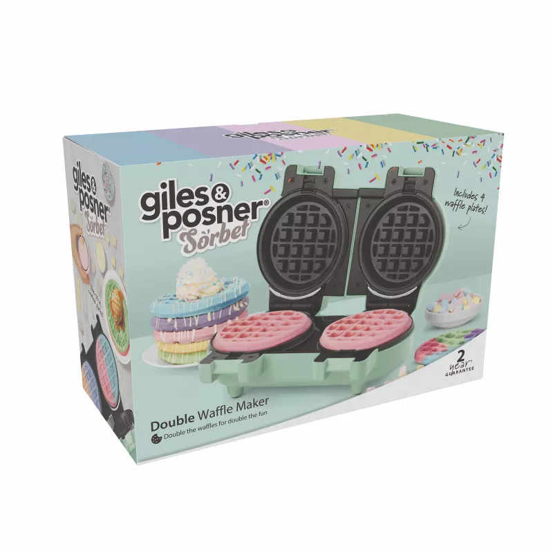 Giles & Posner EK5922GSGRVDE Dvigubas vaflinis lygintuvas - 1200W, nelipni danga, juoda/sidabrinė