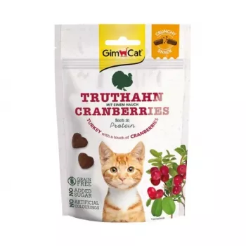 GimCat traškūs skanėstai kalakutiena su spanguolėmis 50g