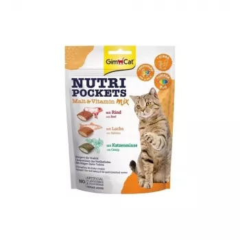 GimCat Nutri Pockets salyklo ir vitaminų mišinio kačių skanėstai 150g