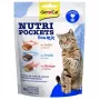 GimCat Nutri Pockets Sea Mix Skanėstai katėms – Traškios pagalvėlės su lašišos, menkės ir upėtakio įdaru, 150 g