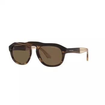 GIORGIO ARMANI AR8173-595873 Akiniai vyrams, Havana acetato rėmelis, pilki polikarbonatiniai lęšiai, 52 mm