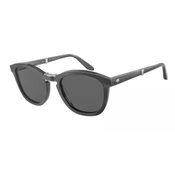 Giorgio Armani vyriški akiniai nuo saulės AR8170-5964B1 Havana acetatiniai kvadratiniai akiniai su mėlynais gradientiniais lęšiais