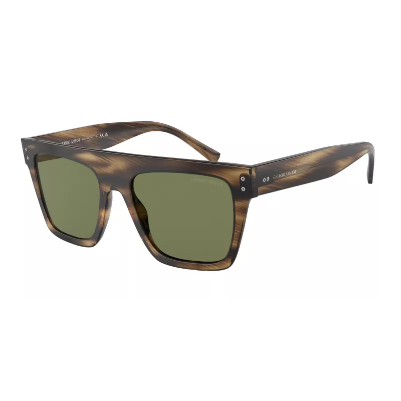 GIORGIO ARMANI Unisex akiniai nuo saulės AR8177-54092A - Dryžuotas Havana rėmelis, tamsiai žali lęšiai, 52 mm