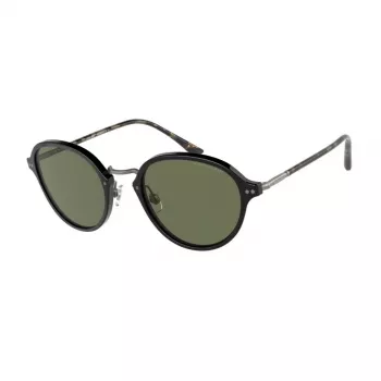 GIORGIO ARMANI Moteriški akiniai nuo saulės AR8139-500131 Juodas acetatinis kvadratinis rėmas Pilki lęšiai 51mm