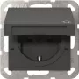 Gira 441428 SCHUKO kištukinis lizdas su atlenkiamu dangteliu ir Safety Plus, System 55, antracito spalvos