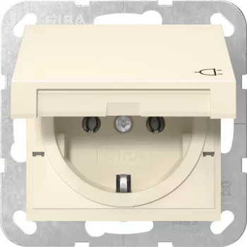 Gira 445401 SCHUKO lizdas su atlenkiamu dangteliu, System 55, kreminės baltos blizgus