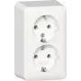 GIRA 478013 2 vietų SCHUKO kištukinis lizdas su montavimo plokšte, paviršinis, grynai balta
