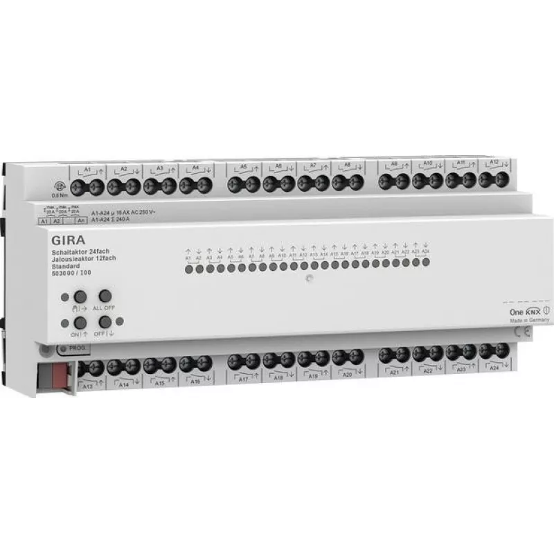 Gira KNX ONE 503000 perjungimo ir žaliuzių vykdymo modulis 24x/12x 16 A Standartinis