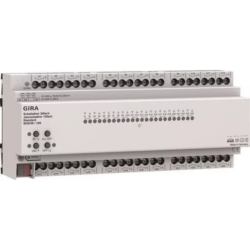 Gira KNX ONE 503000 perjungimo ir žaliuzių vykdymo modulis 24x/12x 16 A Standartinis