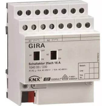 GIRA KNX perjungimo vykdymo įtaisas 2 kanalų 16A DIN bėgelio 104000