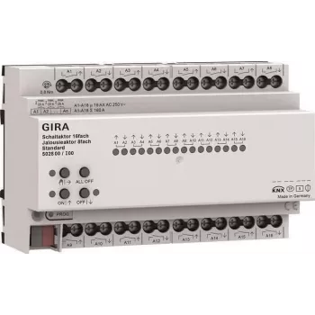 Gira KNX perjungimo ir žaliuzių/užuolaidų pavara 16/8 kartų 16 A REG Plus su KNX Secure 502800