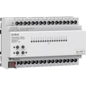 Gira KNX perjungimo ir žaliuzių/užuolaidų pavara 16/8 kartų 16 A REG Plus su KNX Secure 502800