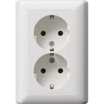Gira Standard 55 dvigubas SCHUKO lizdas, grynas baltas matinis (078804)