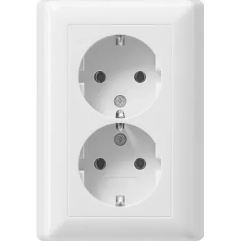 Gira Standard 55 dvigubas SCHUKO lizdas, grynai balta, spaudžiamieji gnybtai, be fiksavimo letenėlių 078803