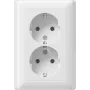 Gira Standard 55 dvigubas SCHUKO lizdas, grynai balta, spaudžiamieji gnybtai, be fiksavimo letenėlių 078803