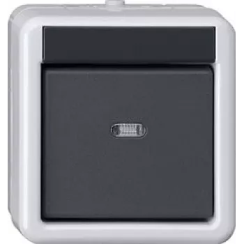 Gira System 55 perjungiklio dangtelis, antracito matinis, šviesos / išjungimo simbolis, užsegamas, termoplastikas, be halogenų, atsparus UV 515230