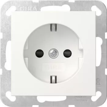 Gira System 55 SCHUKO kištukinis lizdas, įleidžiamas, grynas baltas matinis, 16 A, 250 V, su sustiprinta apsauga nuo kontakto 475527