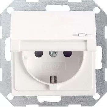 Gira System 55 Schuko lizdo įdėklas, grynos baltos spalvos blizgus, 16 A, 250 V, varžtiniai gnybtai, įleidžiamas 045403