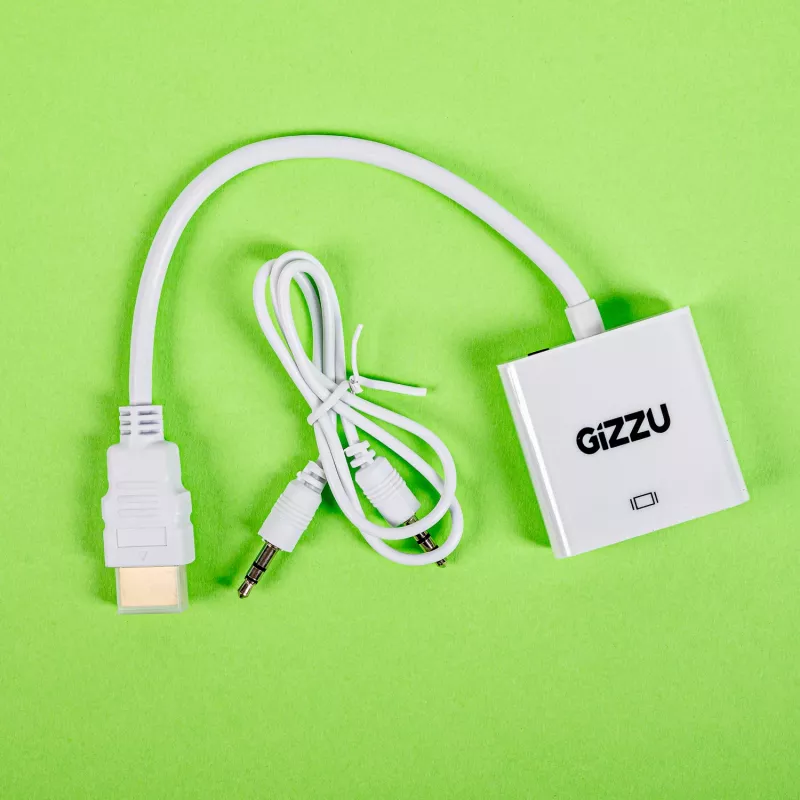 Gizzu 1080P HDMI į VGA adapteris su garsu