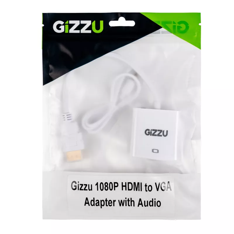 Gizzu 1080P HDMI į VGA adapteris su garsu