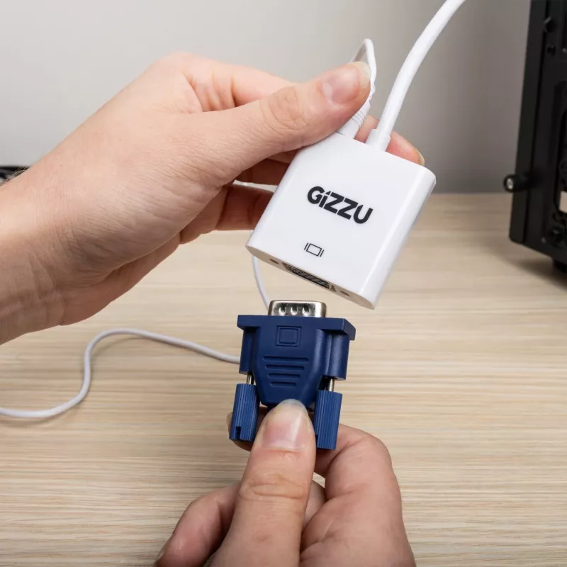 Gizzu 1080P HDMI į VGA adapteris su garsu