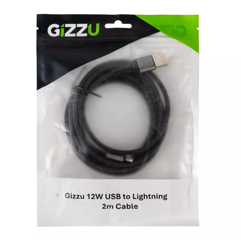 GIZZU 12W USB į Lightning 2m laidas – MFi sertifikuotas greitas įkrovimas ir sinchronizavimas