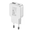 Gizzu 2 prievadų 20W GaN sieninis įkroviklis USB-C PD 3.0 + USB-A QC 3.0 greito įkrovimo adapteris - baltas