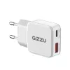 Gizzu 2 prievadų 20W GaN sieninis įkroviklis USB-C PD 3.0 + USB-A QC 3.0 greito įkrovimo adapteris - baltas